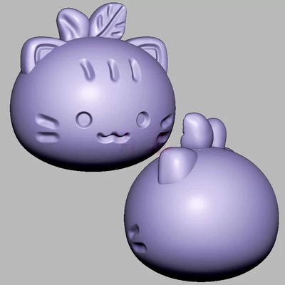 水果橘子小猫咪小猫头三维立体图圆雕图STL文件雕刻机3D模型3577