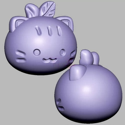 水果橘子小猫咪小猫头三维立体图圆雕图STL文件雕刻机3D模型3577