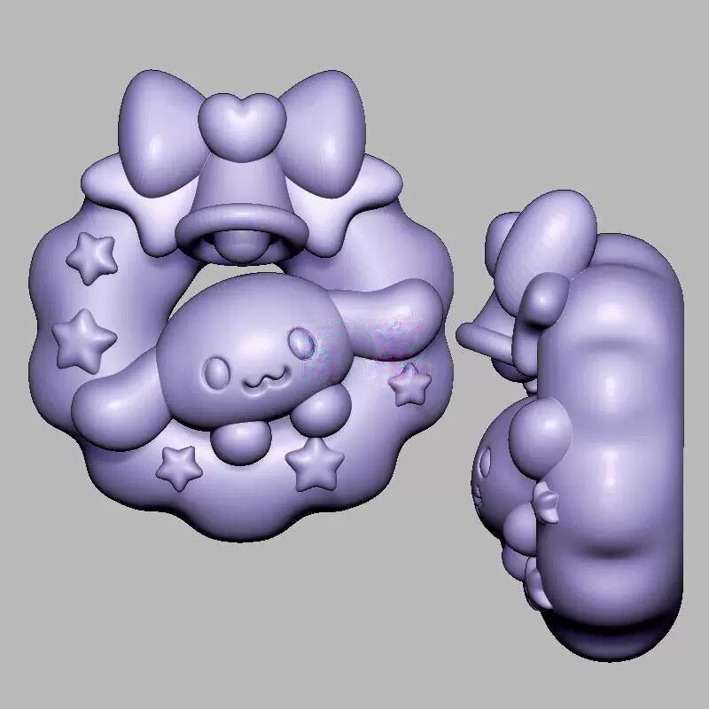 玉桂狗花环三维立体图电脑圆雕雕刻图纸stl文件3d打印模型1618