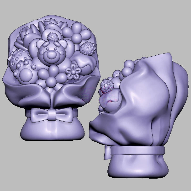草莓熊花束三维立体图电脑圆雕雕刻图纸stl文件3d打印模型1399