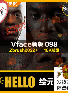 XYZ/Vface新版ZBrush写实高清扫描模型头16K皮肤贴图Kodwo098