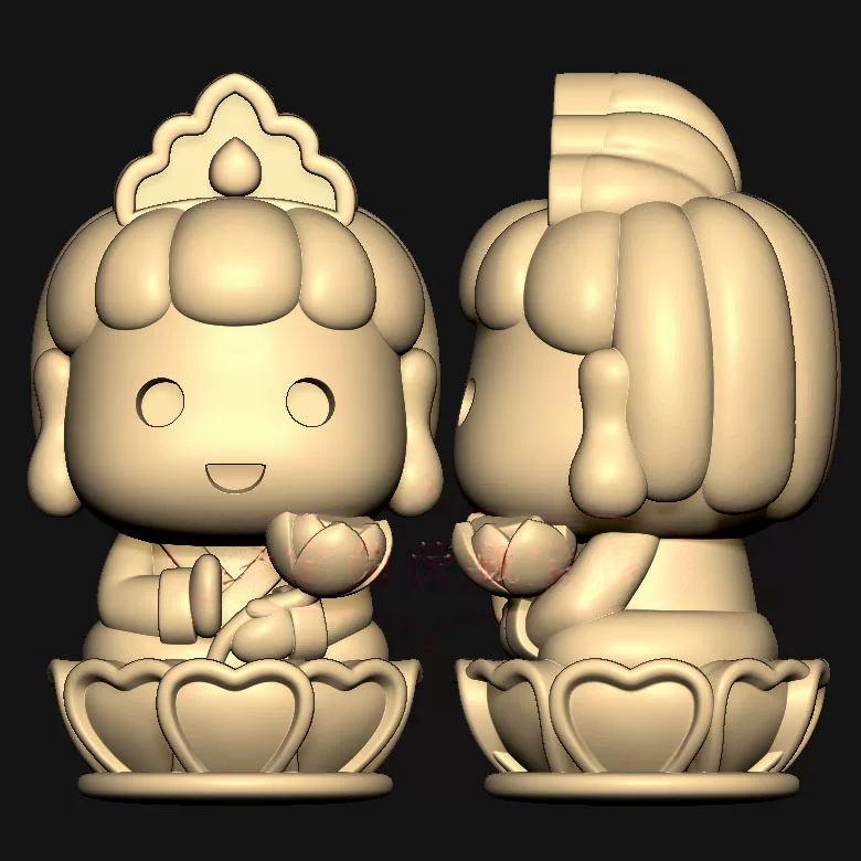 普贤宝宝佛普贤菩萨三维立体图圆雕图纸stl文件雕刻机3d模型3143
