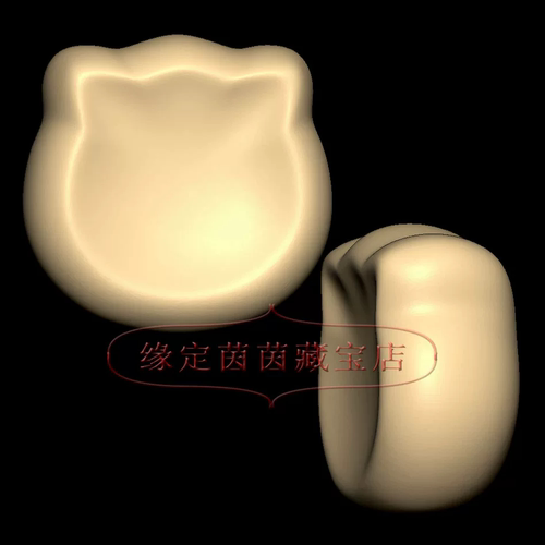 单面凹猫头手把件三维立体图圆雕图纸stl文件雕刻机3d模型3679
