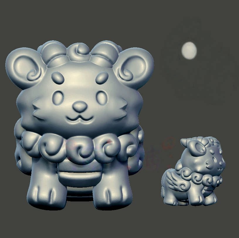 翅膀小绵羊小山羊三维立体图圆雕图stl文件雕刻机3d模型1144