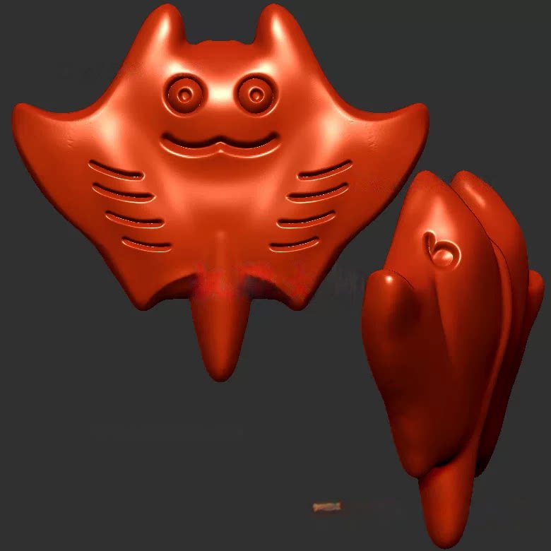 魔鬼鱼微笑鱼海洋动物三维立体图圆雕图stl文件雕刻机3d模型4096