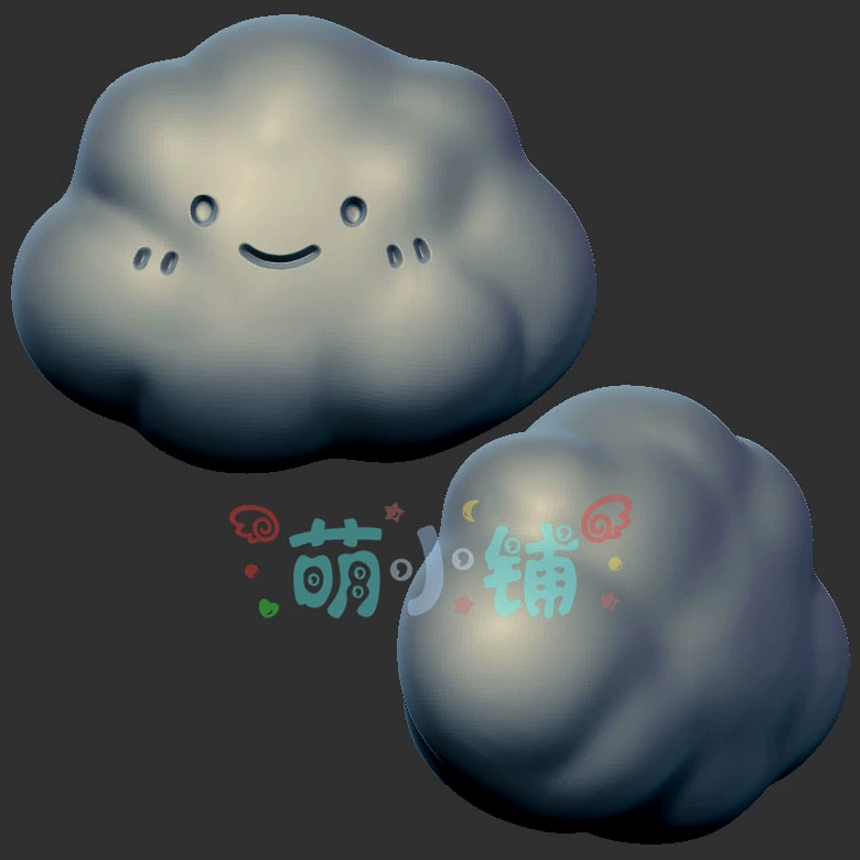 笑脸云朵微笑云三维立体图3d打印stl文件圆雕图雕刻机3d模型2621