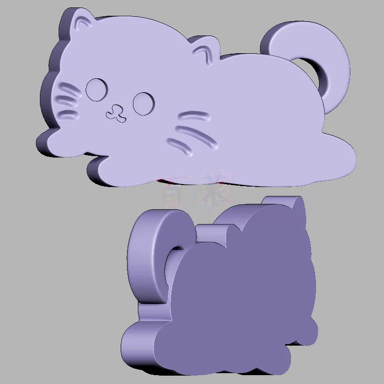 小猫牌饼干挂件三维立体图圆雕图STL文件雕刻机3D立体模型3449