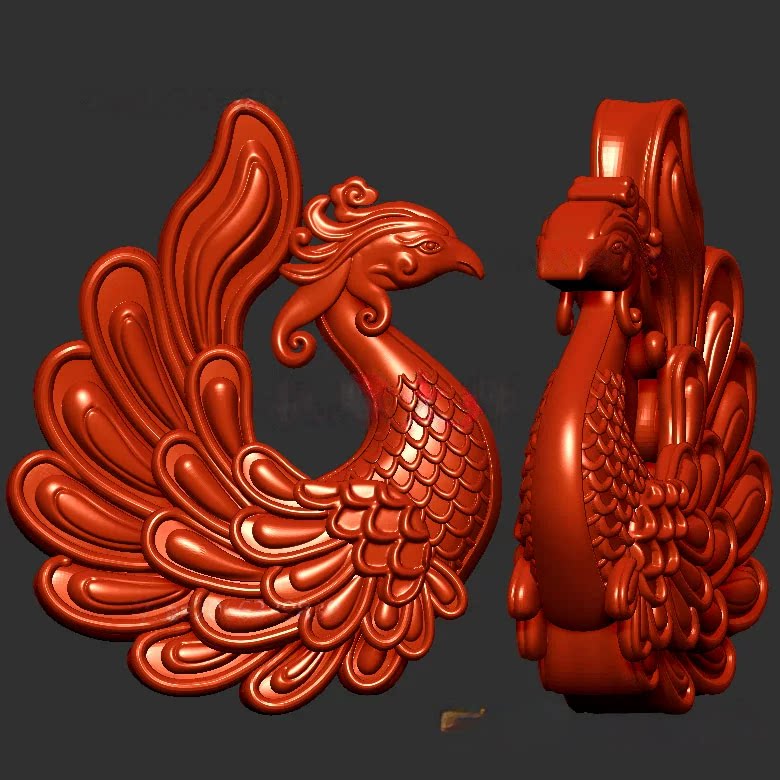 凤凰三维立体图圆雕图stl文件雕刻机3d模型4243