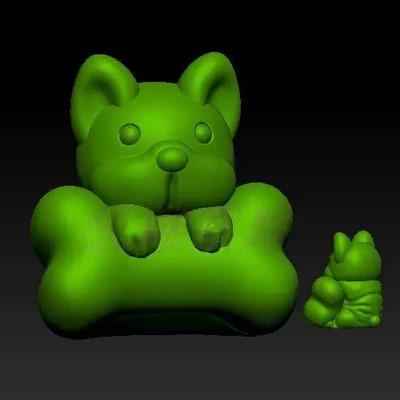 卡通小狗和骨头 三维立体图圆雕图STL文件生肖狗3D打印模型C186