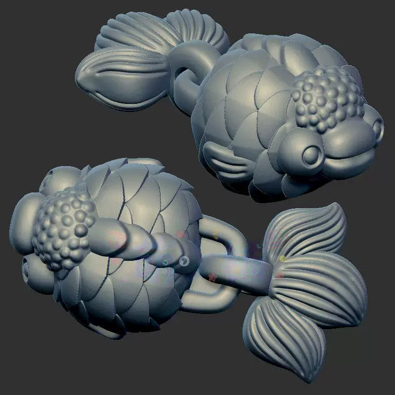 金鱼小鱼锦鲤三维立体图3d打印stl文件圆雕图雕刻机3d模型2282