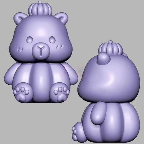南瓜卡皮巴拉水豚豚鼠三维立体图圆雕图STL文件雕刻机3D模型2956