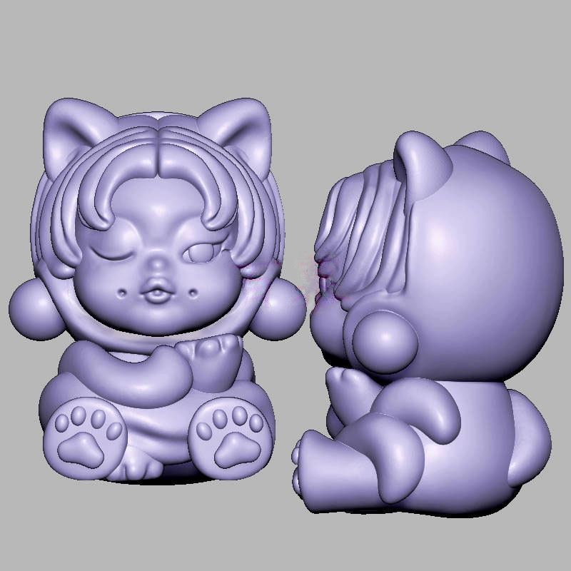 泡泡玛特狐狸三维立体图电脑圆雕雕刻图纸stl文件3d打印模型2105