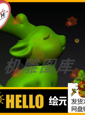 小鹿 三维立体图 圆雕图 STL文件卡通动物鹿 3d模型图C96