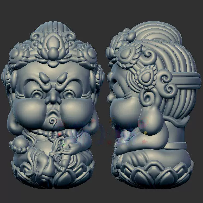 宝宝佛黄财神三维立体图3d打印stl文件圆雕图雕刻机3d模型2107