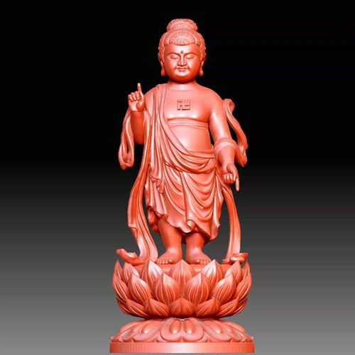 9592STL太子佛佛像神像雕塑精修图3D文件圆雕图立体雕刻机3D模型