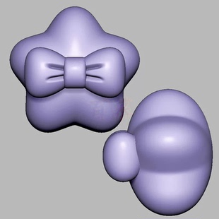 蝴蝶结星星三维立体图3d打印STL文件圆雕图雕刻机3D模型2112