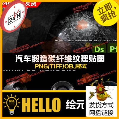 Substance Painter汽车锻造碳纤维纹理SP材质球SD