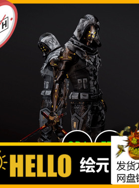 暗黑武士战士科技科幻角色人物朋克3D三维模型建模blender素材172