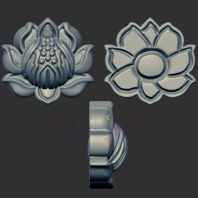 莲花花朵花件三维立体图3d打印stl文件圆雕图雕刻机3d模型1827