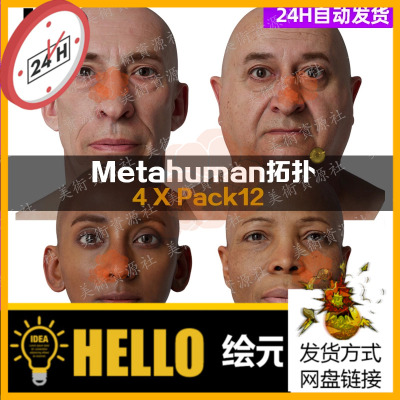 4套Metahuman拓扑人头扫描贴图超写实扫描头部脸部3DScan store1