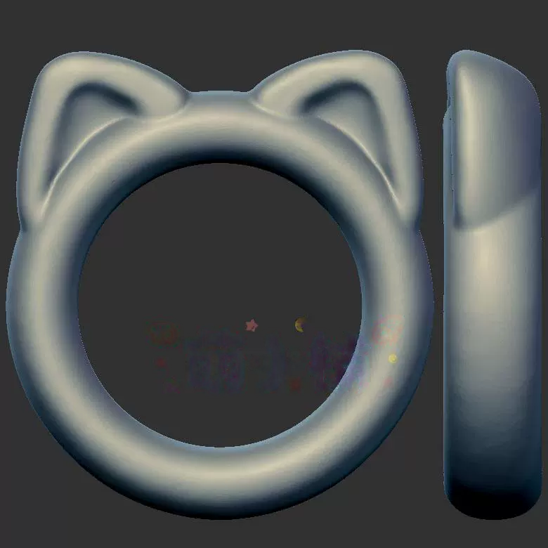 小猫戒指猫咪三维立体图3d打印stl文件圆雕图雕刻机3d模型2261