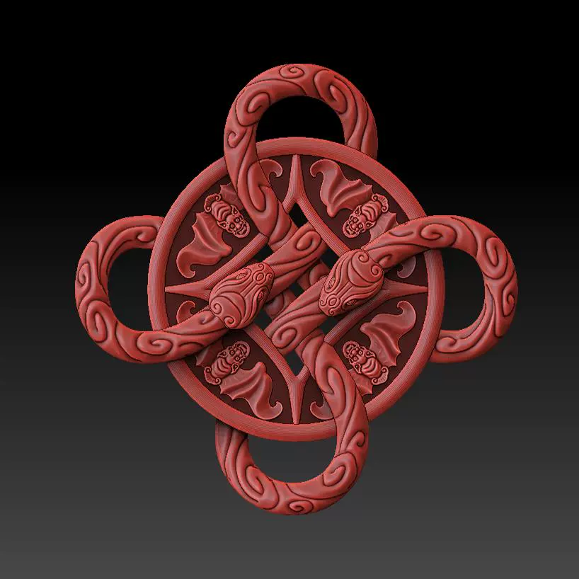 蛇中国结 精雕图JDP 单面 STL模型图玉雕图3D打印1803