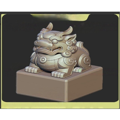 貔貅可爱雕像印章STL文件OBJ雕刻素材三维立体图纸3D打印模型资源