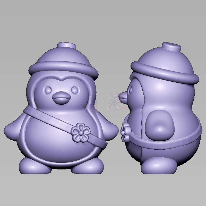 花朵小企鹅三维立体图电脑圆雕雕刻图纸stl文件3d打印模型1894