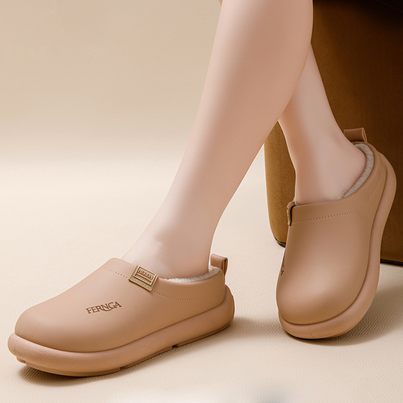 丰润家新款博肯包头棉拖鞋防水软底防滑居家外穿可拆洗情侣地板拖