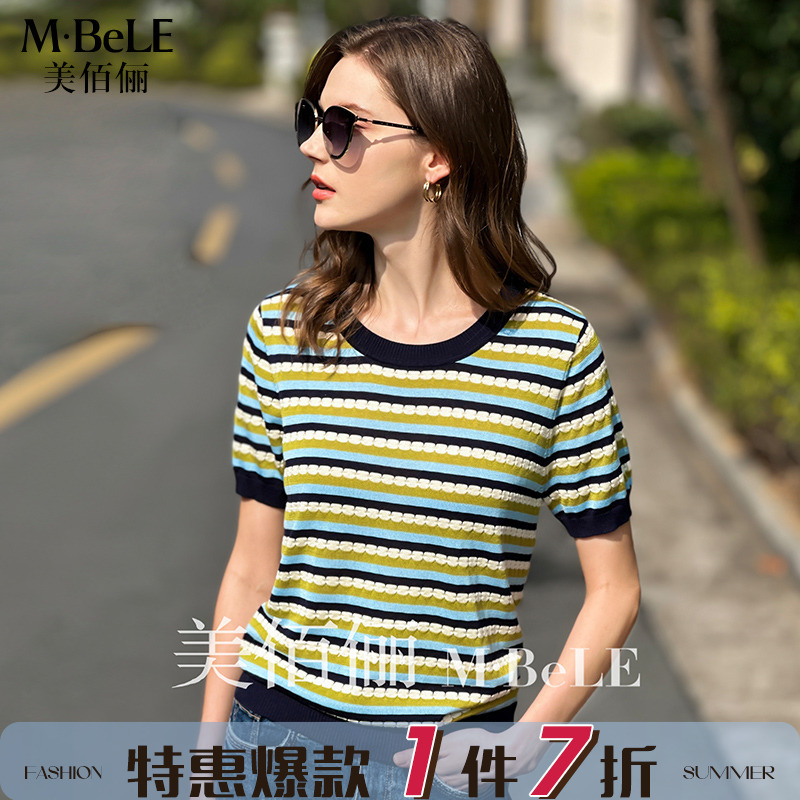 美佰俪2024夏季新款针织衫