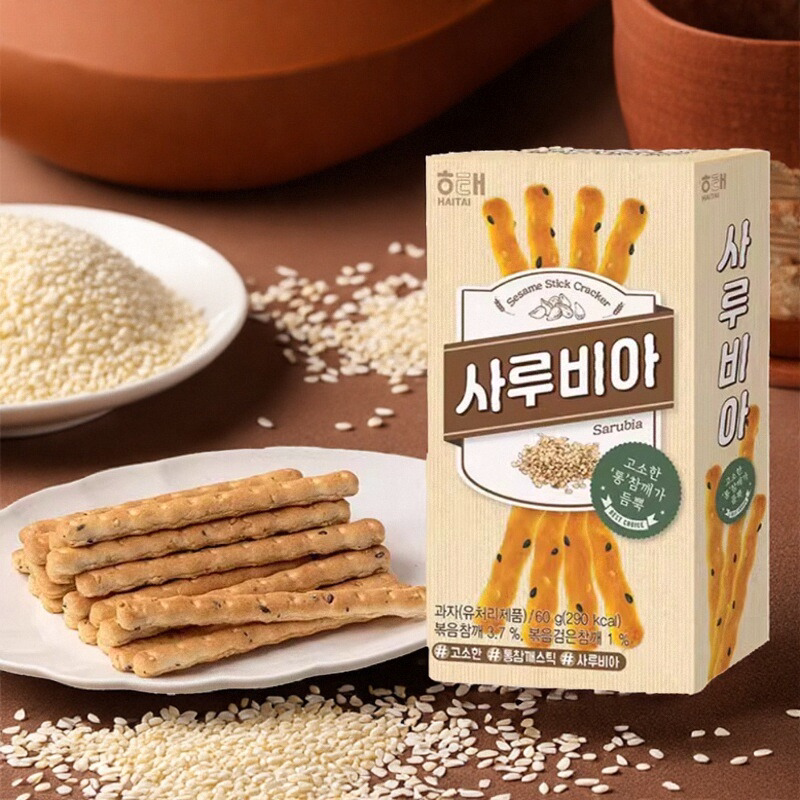 韩进口海太全麦黑芝麻棒饼干酥脆长条全麦磨牙棒充饥饱腹粗粮零食