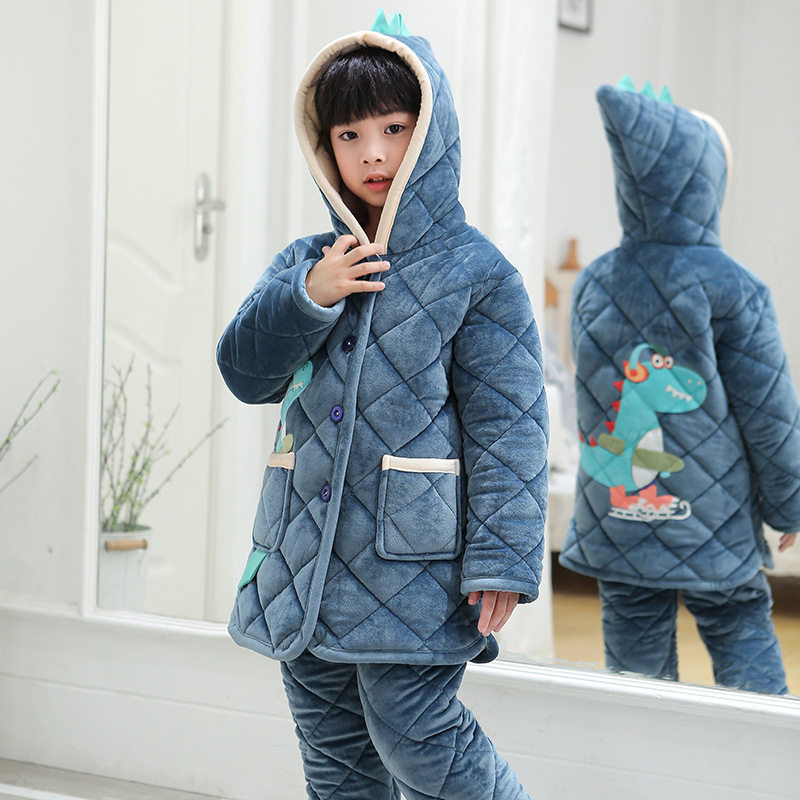 儿童睡衣男2023冬季新品保暖三层夹棉加厚中大童法兰绒家居服套装,童装/婴儿装/亲子装,家居服套装,淘宝优惠券,粉丝福利购,淘宝优惠卷
