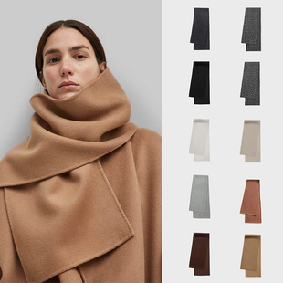 林乔芝推荐羊毛羊绒混纺毛呢围巾围脖手工双面呢格子加长围巾