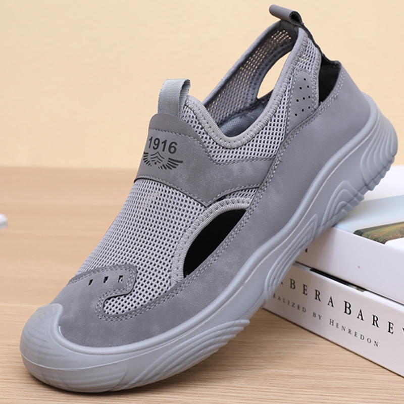 老北京布鞋透气镂空网面男凉鞋