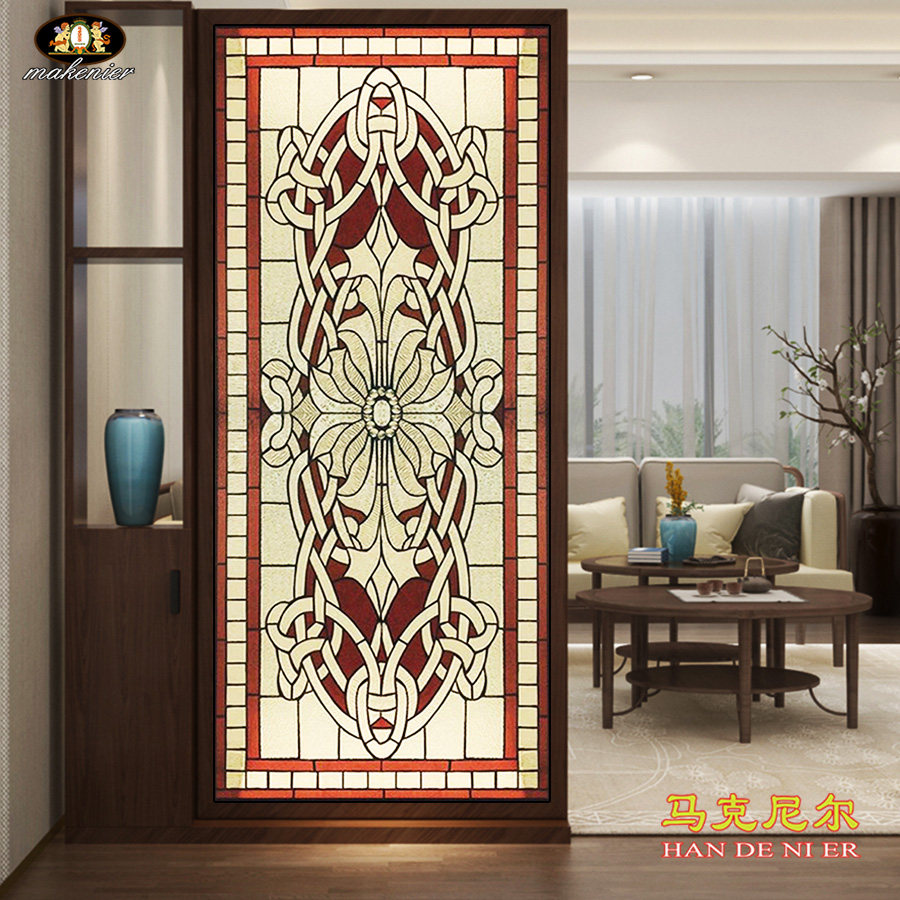 定制老上海玄关隔断门窗欧式复古镶嵌蒂凡尼透光装饰彩色艺术玻璃