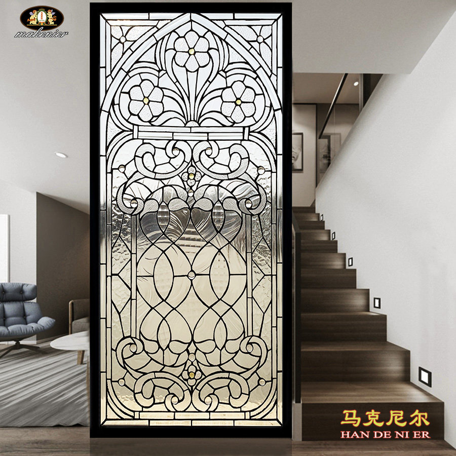 定制透光欧式隔断屏风推拉门窗蒂凡尼镶嵌教堂巴洛克装饰艺术玻璃