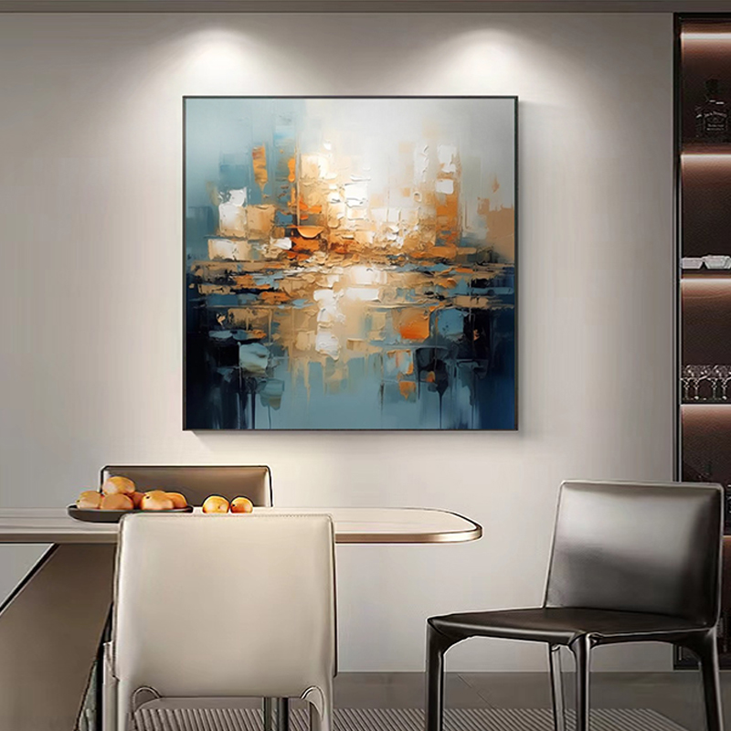 手绘油画色块肌理抽象画艺术挂画餐厅壁画卧室床头高级感装饰画图片