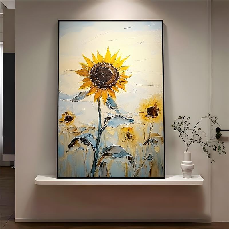 花卉客厅纯手绘油画卧室床头艺术背景墙挂画肌理感走廊玄关装饰画图片
