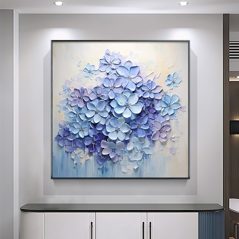 手绘油画现代简约花卉客厅装饰画轻奢餐厅挂画玄关卧室床头壁画图片