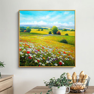 纯手绘油画现代简约玄关画客厅餐厅装饰画欧式轻奢卧室高级感挂画