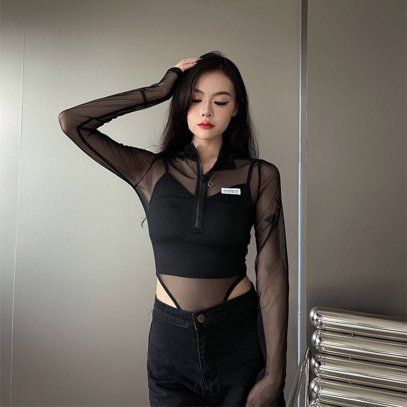 连体衣长袖T恤女欧美风新款性感内搭辣妹修身显瘦网纱打底衫上衣,女装/女士精品,连体衣/裤,淘宝优惠券,粉丝福利购,淘宝优惠卷