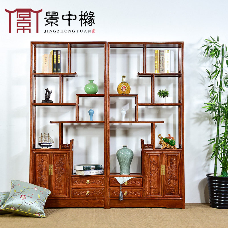 红木家具花梨木博古架实木中式摆件隔断仿古董架客厅玄关柜多宝阁_虎窝淘
