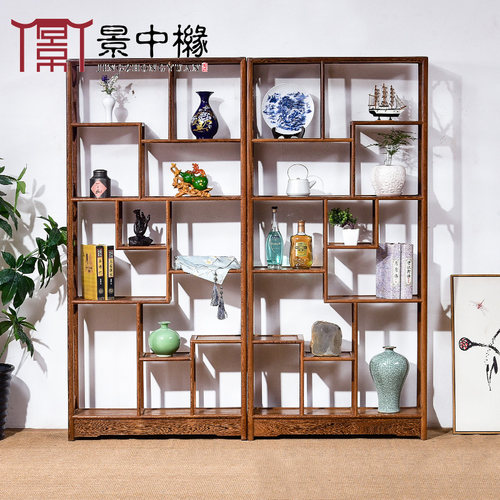 鸡翅木客厅隔断博古架中式实木
