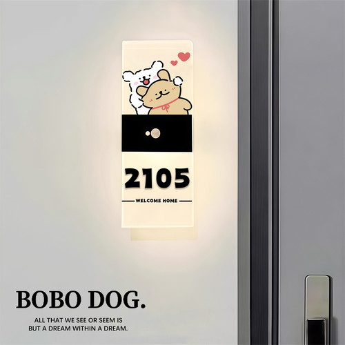 【线条小狗】发光门牌