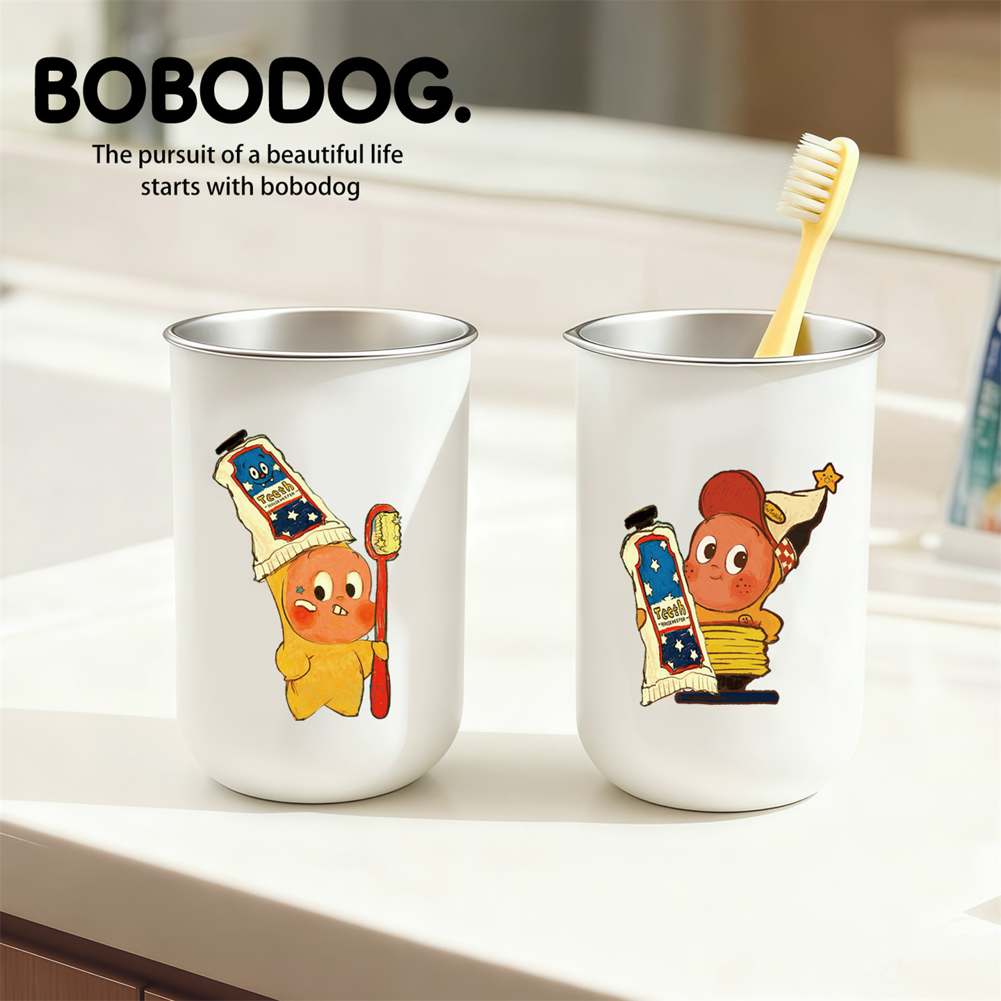 可爱漱口杯304不锈钢家用刷牙杯子牙缸防霉抗菌牙刷杯情侣款一对,家庭/个人清洁工具,洗漱杯,淘宝优惠券,粉丝福利购,淘宝优惠卷