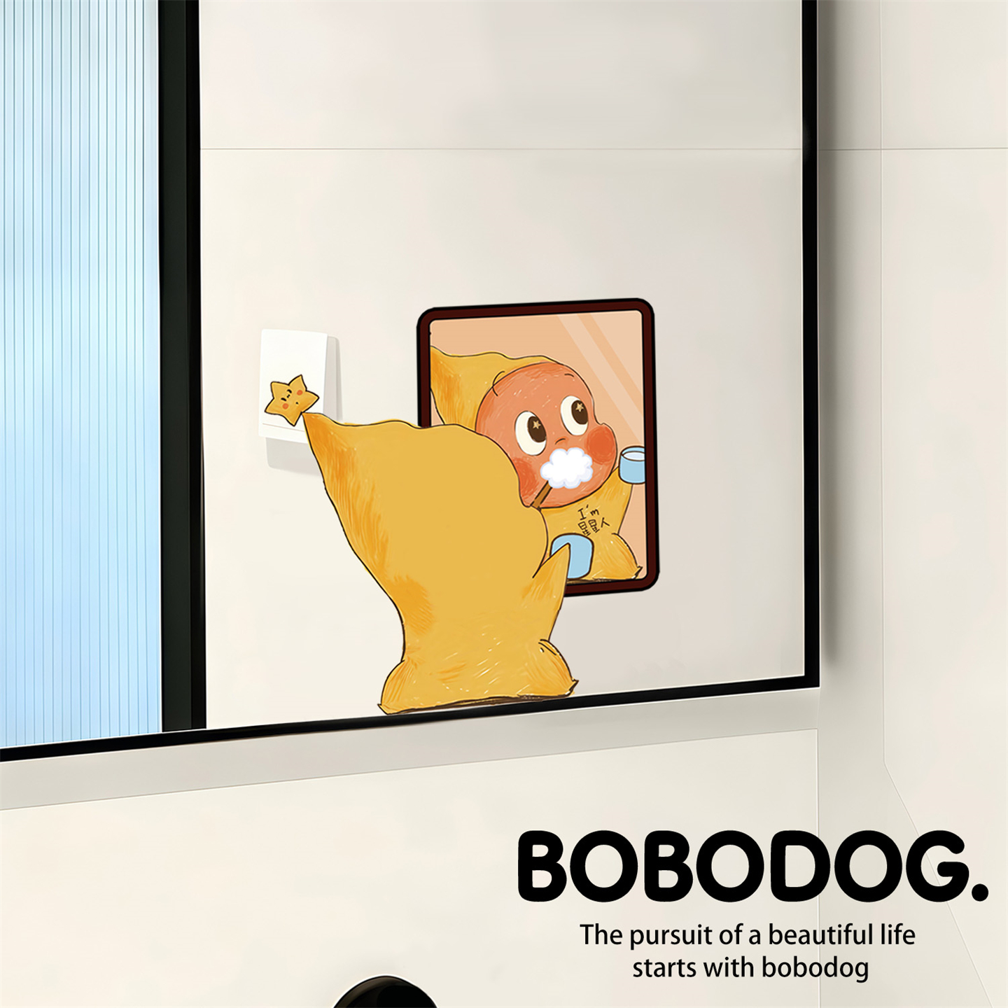 浴室镜子装饰贴纸小图案高级感卫生间镜面可爱贴画玻璃门防水贴膜