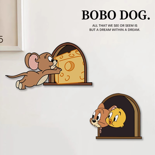 卧室墙面门上贴画瓷砖裂痕遮挡窟窿贴补洞墙贴遮丑亚克力装 饰防水