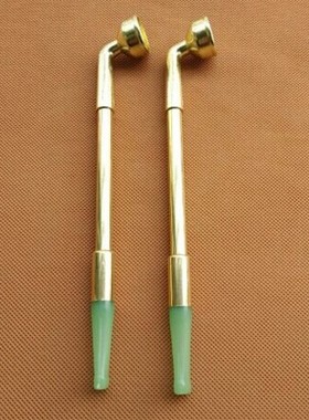 玉嘴烟袋 翠绿色的烟嘴 老式旱烟杆烟袋锅 纯黄铜烟锅烟丝烟斗