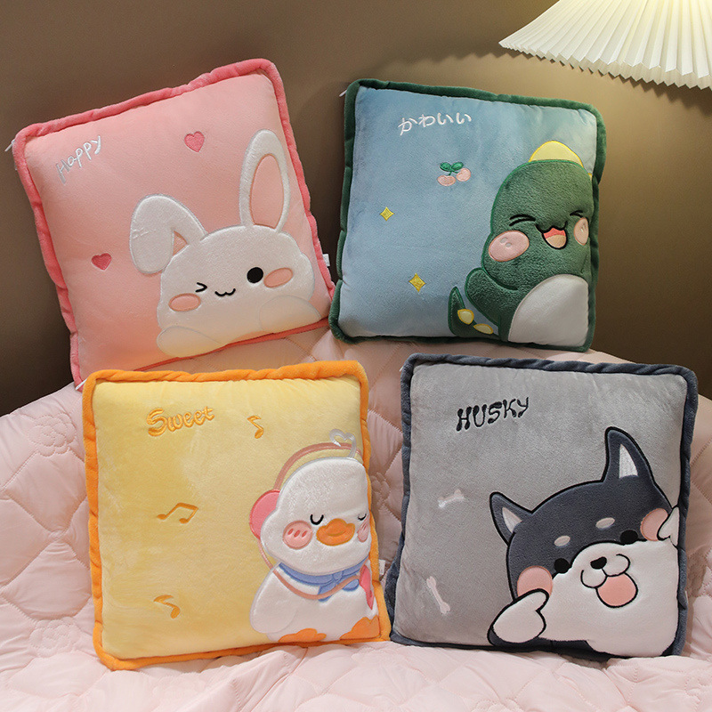 卡通抱枕被子两用二合一车载可爱折叠空调被办公室加厚车用靠枕