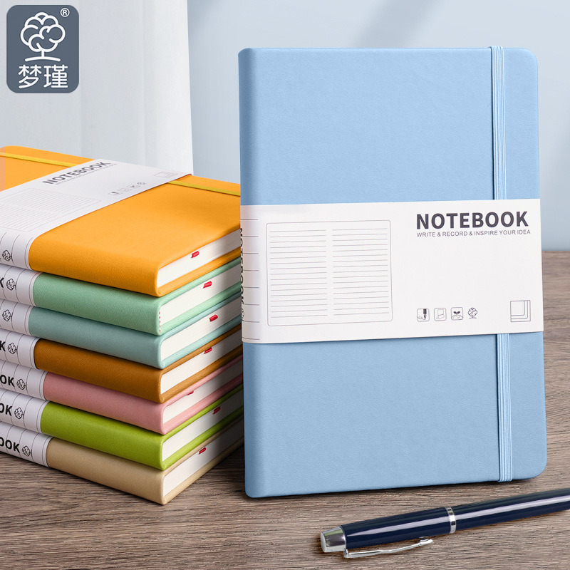 a5绑带pu仿皮简约办公硬皮笔记本记事本